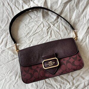 Coach Shoulder Bag - Purple Leather with Signature Canvas - New/Never Used